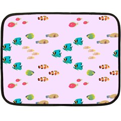 Marine Fish Multicolored On A Pink Background Double Sided Fleece Blanket (mini)  by SychEva