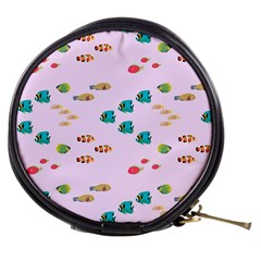 Marine Fish Multicolored On A Pink Background Mini Makeup Bag by SychEva