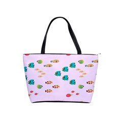 Marine Fish Multicolored On A Pink Background Classic Shoulder Handbag by SychEva