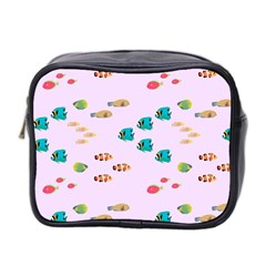 Marine Fish Multicolored On A Pink Background Mini Toiletries Bag (two Sides) by SychEva