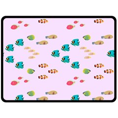 Marine Fish Multicolored On A Pink Background Fleece Blanket (large)  by SychEva