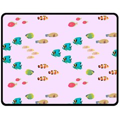 Marine Fish Multicolored On A Pink Background Fleece Blanket (medium)  by SychEva