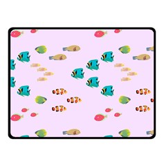 Marine Fish Multicolored On A Pink Background Fleece Blanket (small) by SychEva