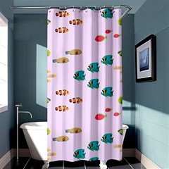 Marine Fish Multicolored On A Pink Background Shower Curtain 36  X 72  (stall)  by SychEva