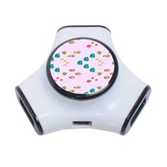 Marine Fish Multicolored On A Pink Background 3-port Usb Hub by SychEva