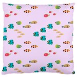 Marine Fish Multicolored On A Pink Background Large Cushion Case (Two Sides) Front