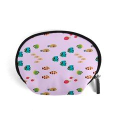 Marine Fish Multicolored On A Pink Background Accessory Pouch (small) by SychEva