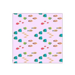 Marine Fish Multicolored On A Pink Background Satin Bandana Scarf by SychEva