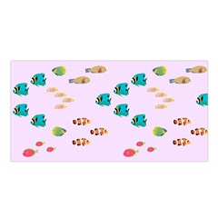 Marine Fish Multicolored On A Pink Background Satin Shawl by SychEva