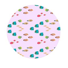 Marine Fish Multicolored On A Pink Background Mini Round Pill Box by SychEva