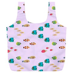 Marine Fish Multicolored On A Pink Background Full Print Recycle Bag (xxl) by SychEva