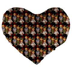 Dindollyblack Large 19  Premium Flano Heart Shape Cushions by snowwhitegirl