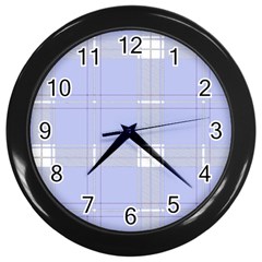 Lighblu Plaid Wall Clock (black) by snowwhitegirl