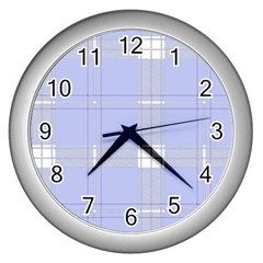 Lighblu Plaid Wall Clock (silver) by snowwhitegirl