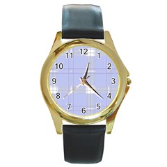 Lighblu Plaid Round Gold Metal Watch by snowwhitegirl