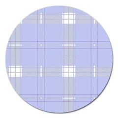 Lighblu Plaid Magnet 5  (round) by snowwhitegirl