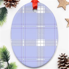 Lighblu Plaid Oval Ornament (two Sides)