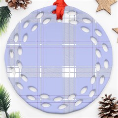 Lighblu Plaid Ornament (round Filigree)