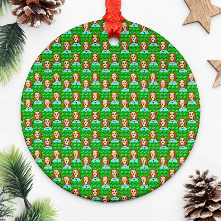 Girl Green Round Ornament (Two Sides)