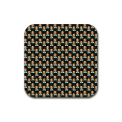 Girl Black Rubber Coaster (square)  by snowwhitegirl