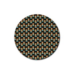 Girl Black Rubber Coaster (round)  by snowwhitegirl