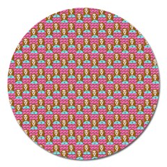 Girl Pink Magnet 5  (round) by snowwhitegirl