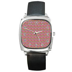 Girl Pink Square Metal Watch by snowwhitegirl