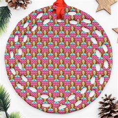 Girl Pink Ornament (round Filigree)