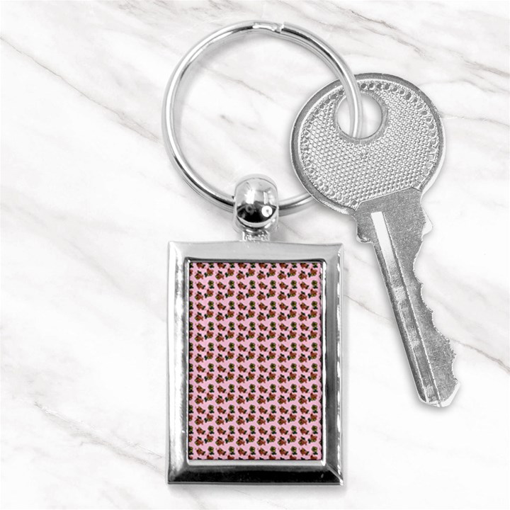 Cute Deer Pattern Pink Key Chain (Rectangle)