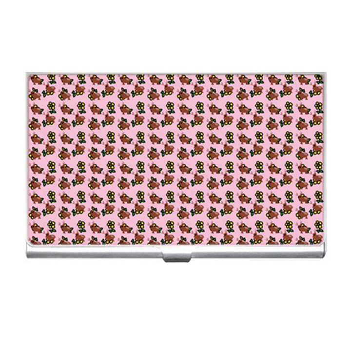 Cute Deer Pattern Pink Business Card Holder