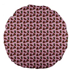 Cute Deer Pattern Pink Large 18  Premium Flano Round Cushions by snowwhitegirl