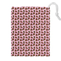 Cute Deer Pattern Pink Drawstring Pouch (5xl) by snowwhitegirl