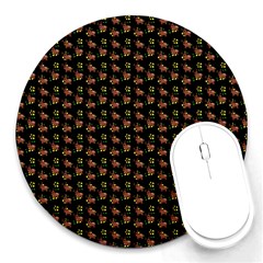 Cute Deer Pattern Black Round Mousepads by snowwhitegirl