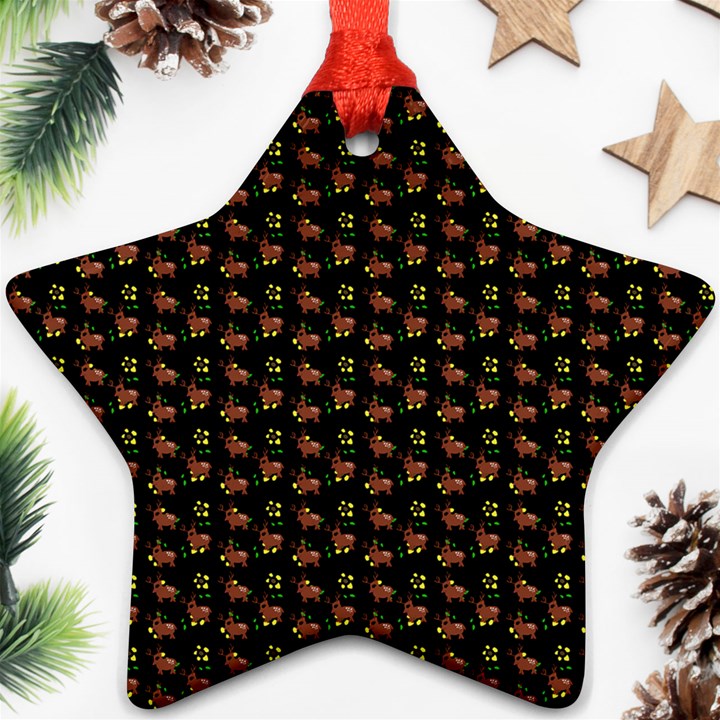 Cute Deer Pattern Black Ornament (Star)