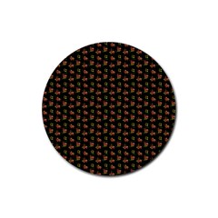 Cute Deer Pattern Black Rubber Round Coaster (4 Pack)  by snowwhitegirl