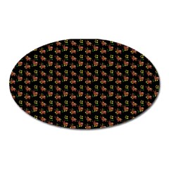 Cute Deer Pattern Black Oval Magnet by snowwhitegirl