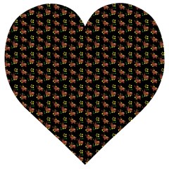 Cute Deer Pattern Black Wooden Puzzle Heart by snowwhitegirl