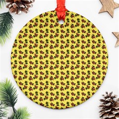 Cute Deer Pattern Yellow Ornament (round) by snowwhitegirl