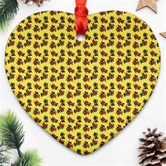 Cute Deer Pattern Yellow Ornament (heart) by snowwhitegirl