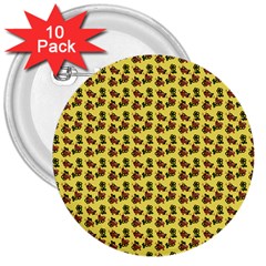 Cute Deer Pattern Yellow 3  Buttons (10 Pack)  by snowwhitegirl