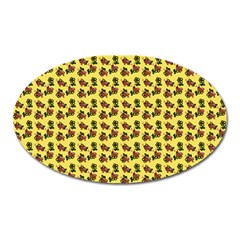 Cute Deer Pattern Yellow Oval Magnet by snowwhitegirl