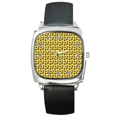 Cute Deer Pattern Yellow Square Metal Watch by snowwhitegirl