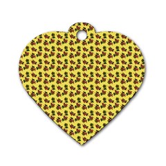 Cute Deer Pattern Yellow Dog Tag Heart (one Side) by snowwhitegirl