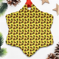 Cute Deer Pattern Yellow Ornament (snowflake) by snowwhitegirl