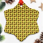 Cute Deer Pattern Yellow Snowflake Ornament (Two Sides) Back