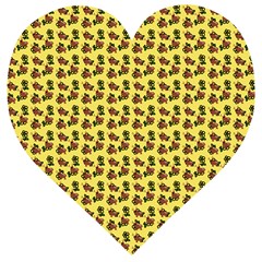 Cute Deer Pattern Yellow Wooden Puzzle Heart by snowwhitegirl