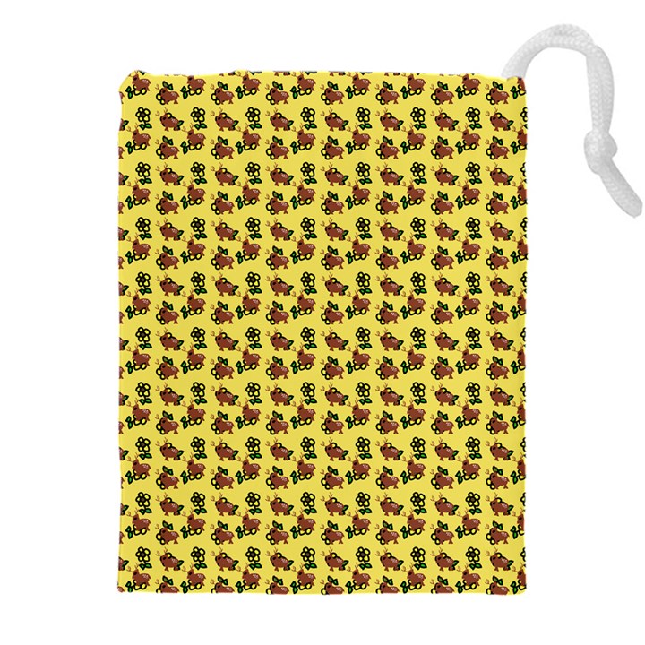 Cute Deer Pattern Yellow Drawstring Pouch (4XL)