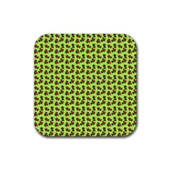 Cute Deer Pattern Green Rubber Coaster (square)  by snowwhitegirl