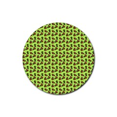 Cute Deer Pattern Green Rubber Round Coaster (4 Pack)  by snowwhitegirl