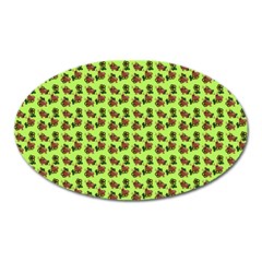 Cute Deer Pattern Green Oval Magnet by snowwhitegirl